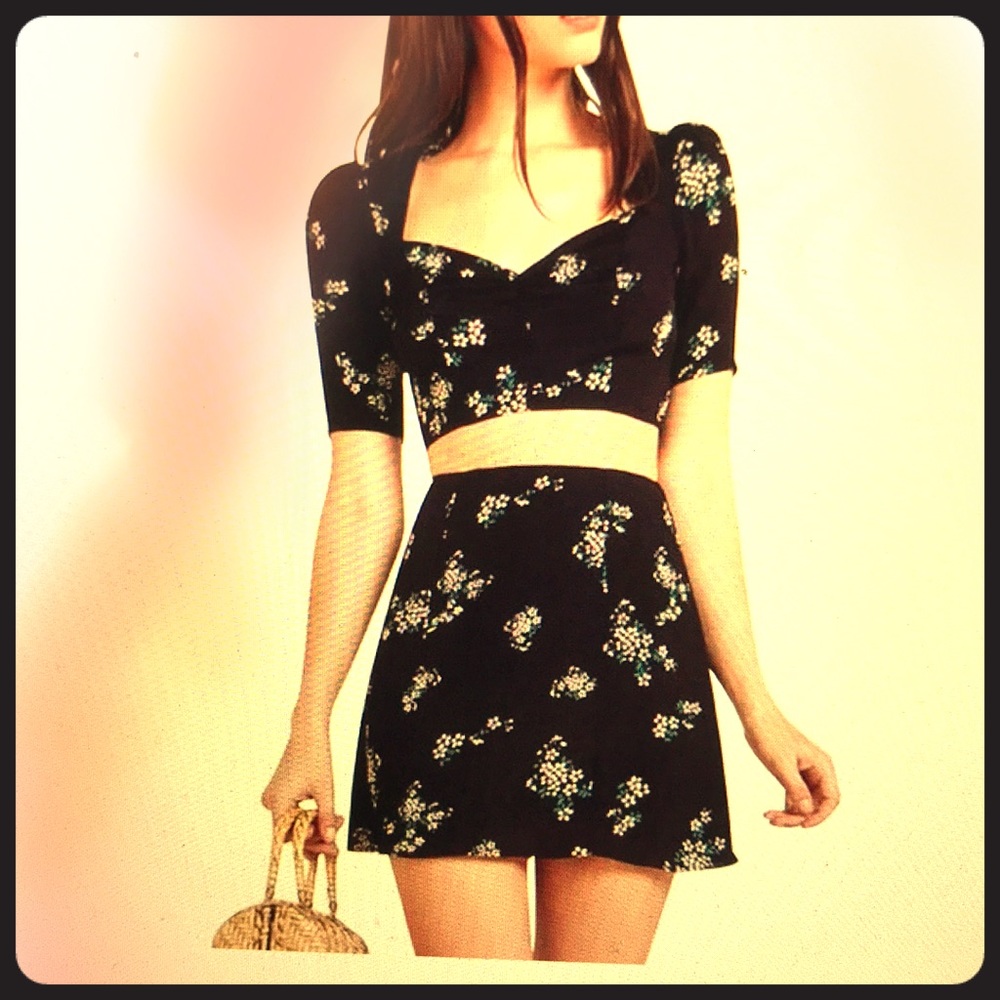 Reformation Eugenia two piece crop top mini skirt